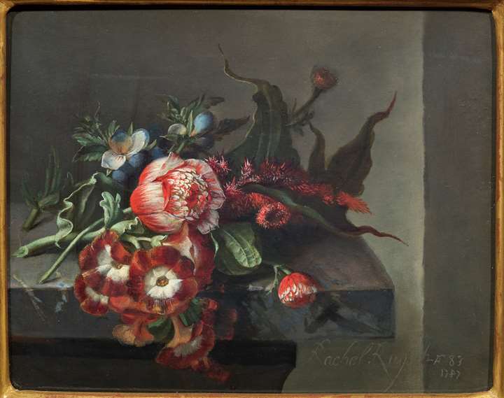Still Life of anemones and other Flowers on a Ledge